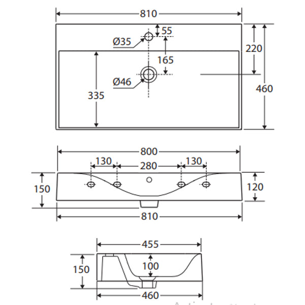 Fienza RAK Des 81 Wall Basin