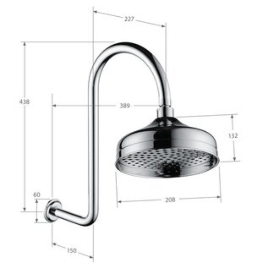 Fienza Lillian Wall Arm Shower Set - Brushed Nickel