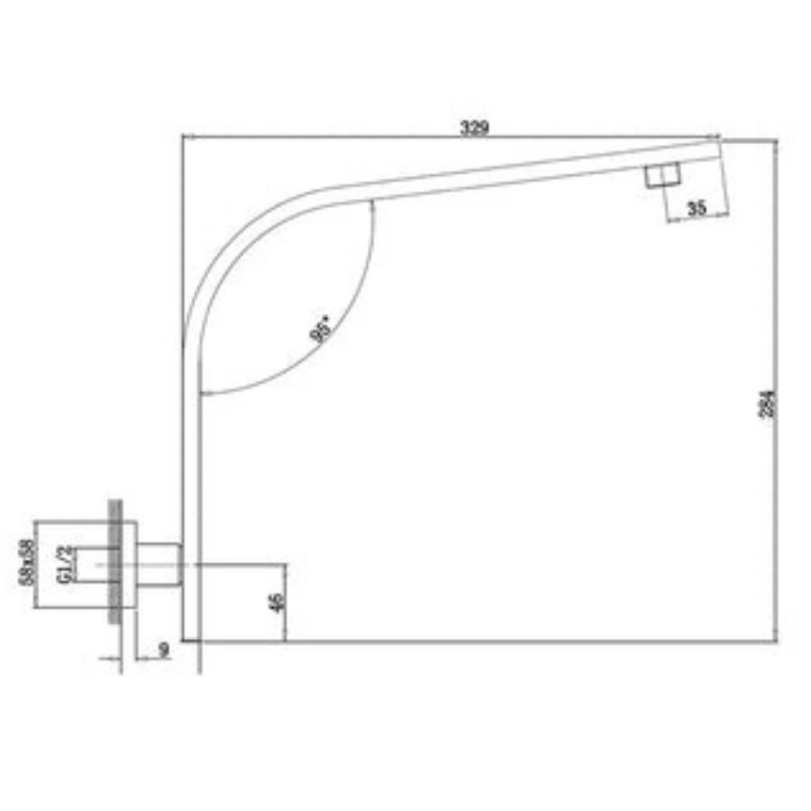 ADP Dusk High Rise Shower Arm-Matte Black