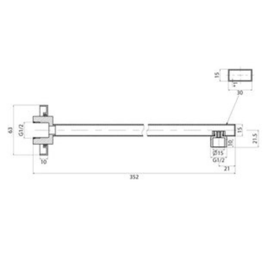 ADP Dusk Straight Shower Arm 350mm-Matte Black