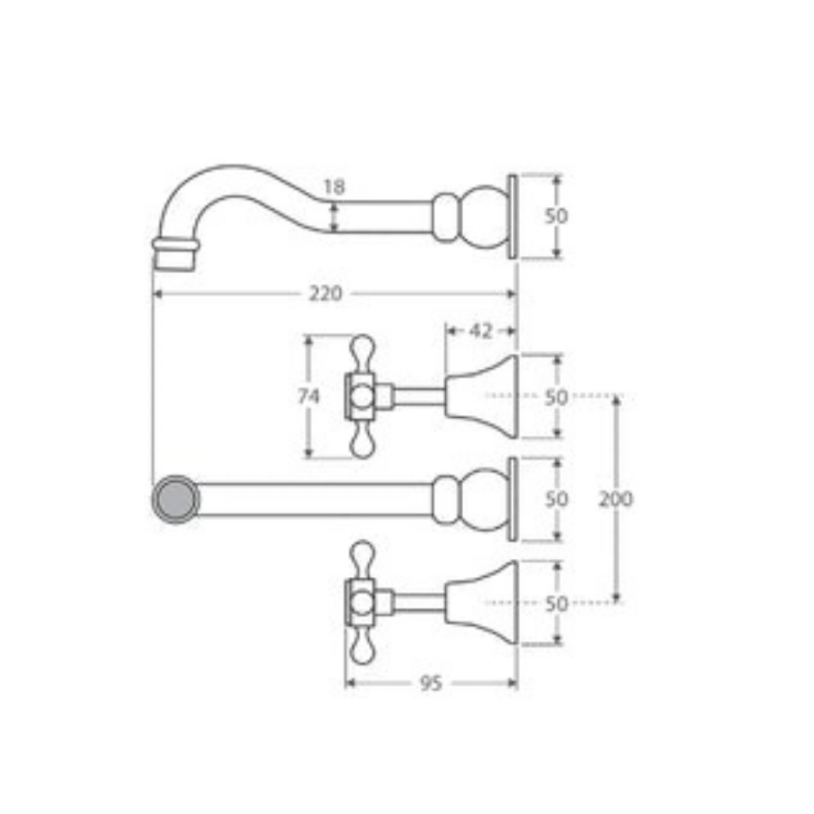 Fienza Lillian Shepherds Crook Bath Set - Matte Black