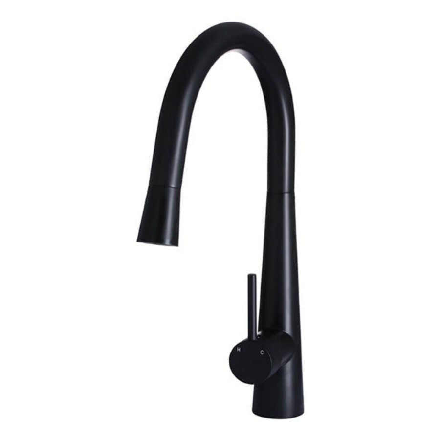 Meir Round Pull Out Kitchen Mixer Tap - Matte Black