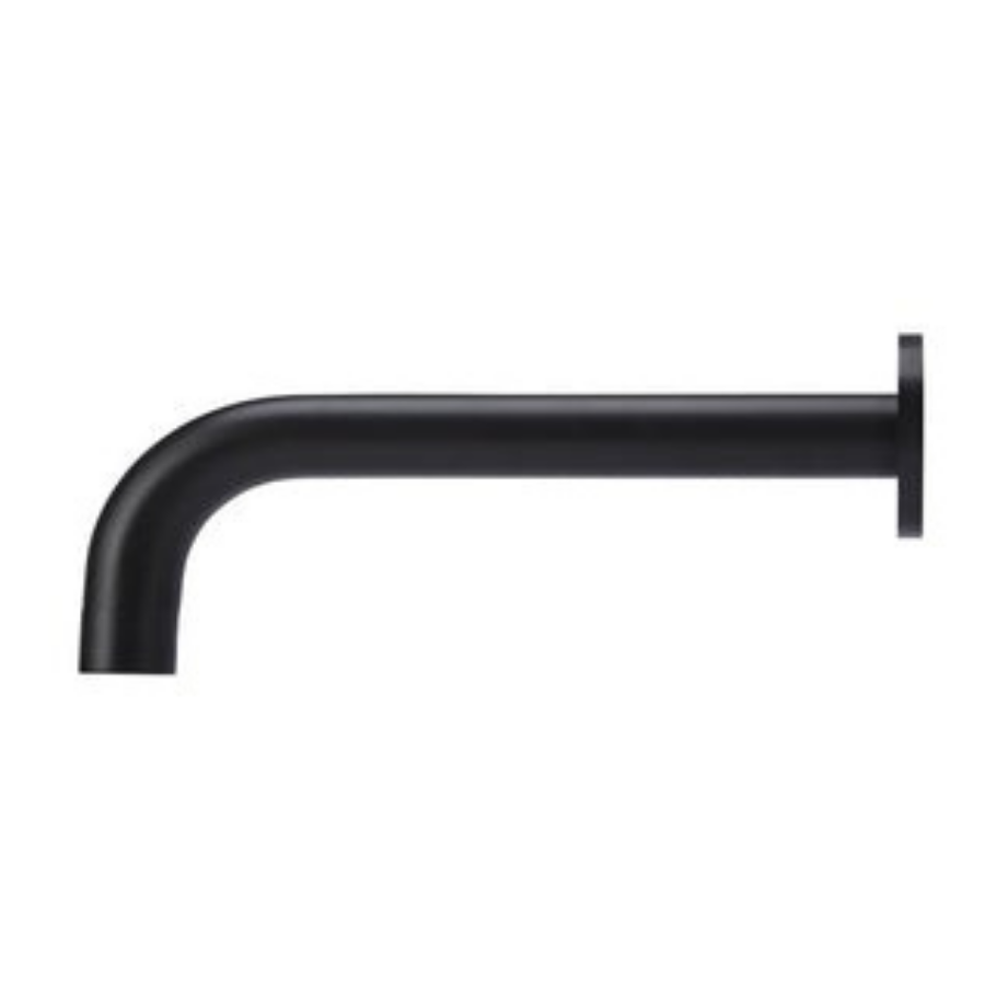Meir Matte Black Round Curved Wall Spout 200mm