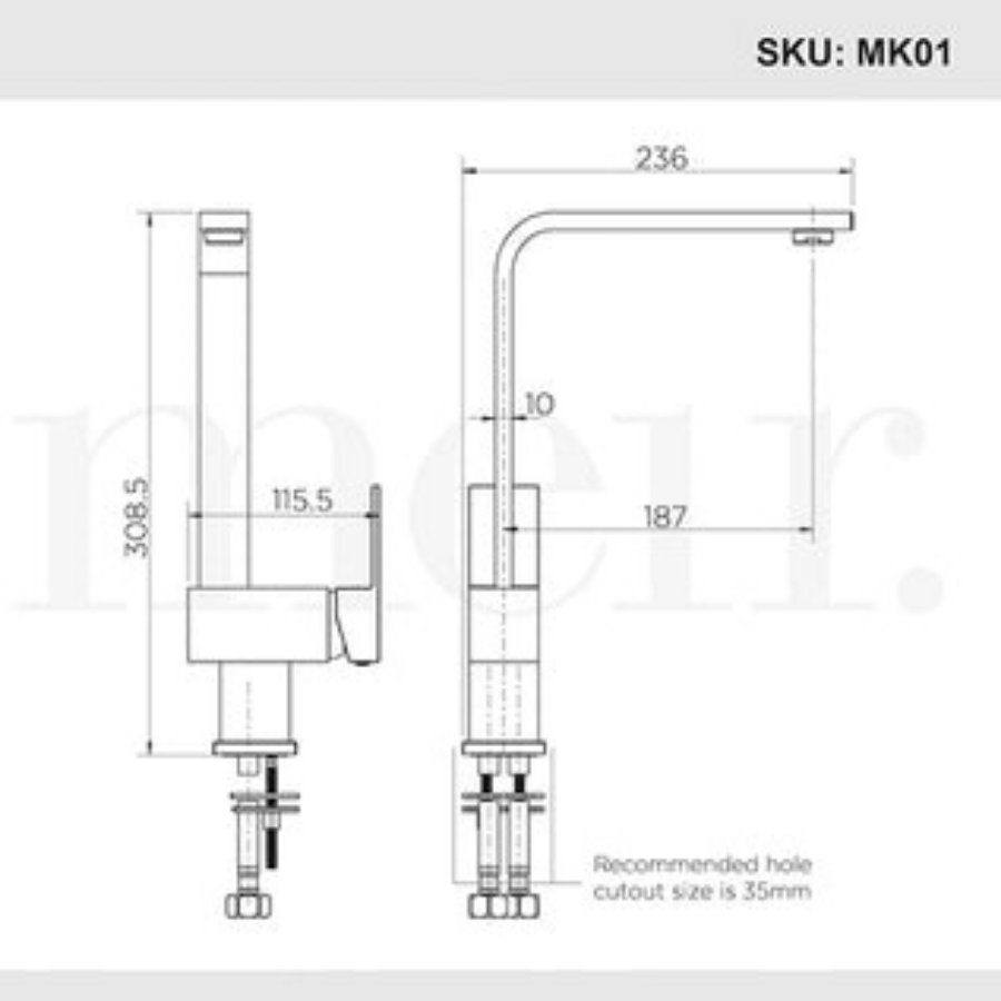 Meir Square Kitchen Mixer - Matte Black