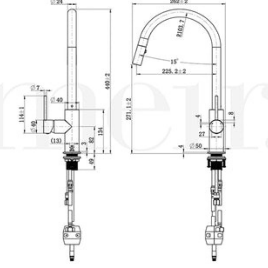 Meir Round Piccola Pull Out Kitchen Mixer Tap Tiger Bronze Gold