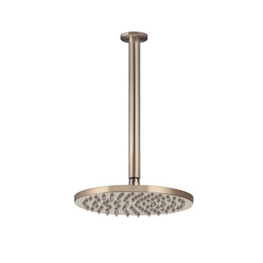 Meir Round Ceiling Mounted Shower 200mm Rose, 300mm Dropper Champagne