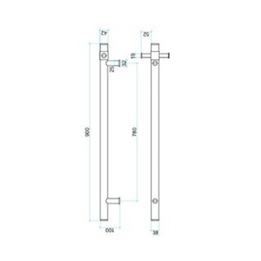 Thermogroup 12V Straight Round Vertical Single Bar Heated Towel Rail Brushed Nickel