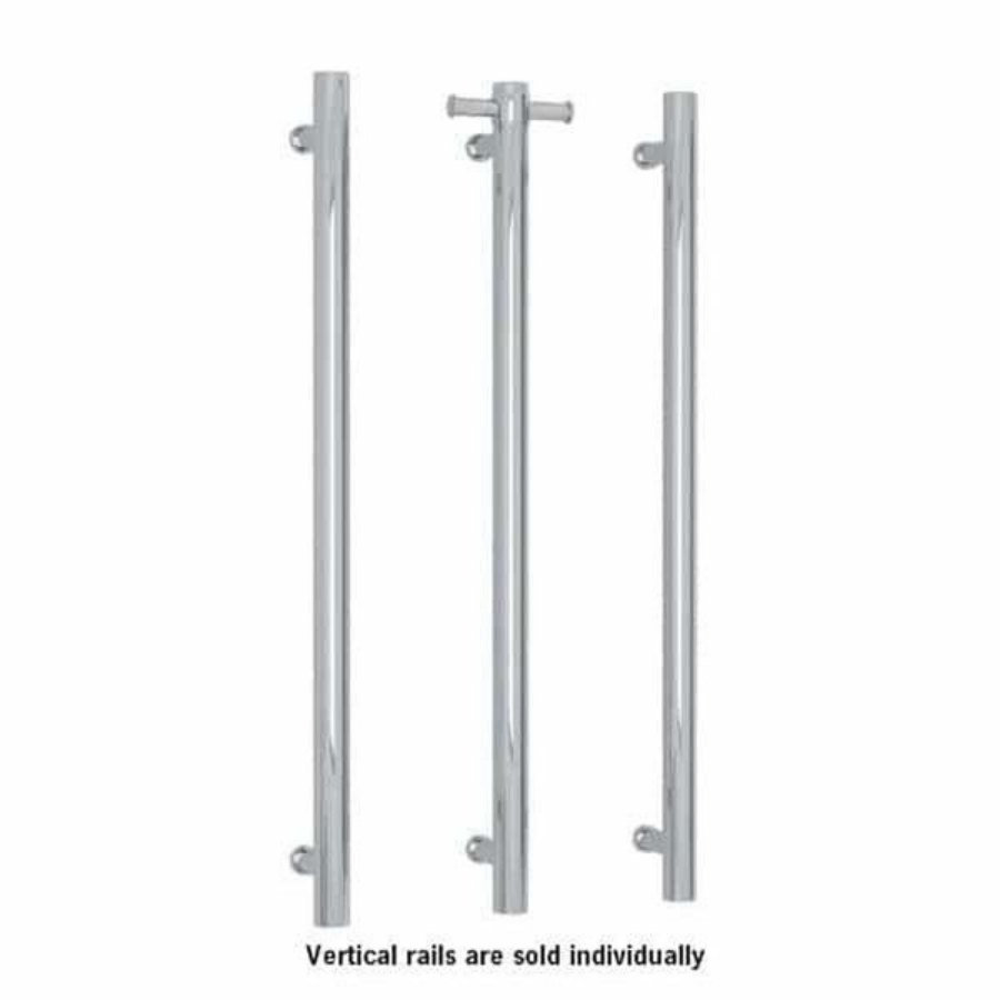 Thermogroup 12V Straight Round Vertical Single Bar Heated Towel Rail - Polished