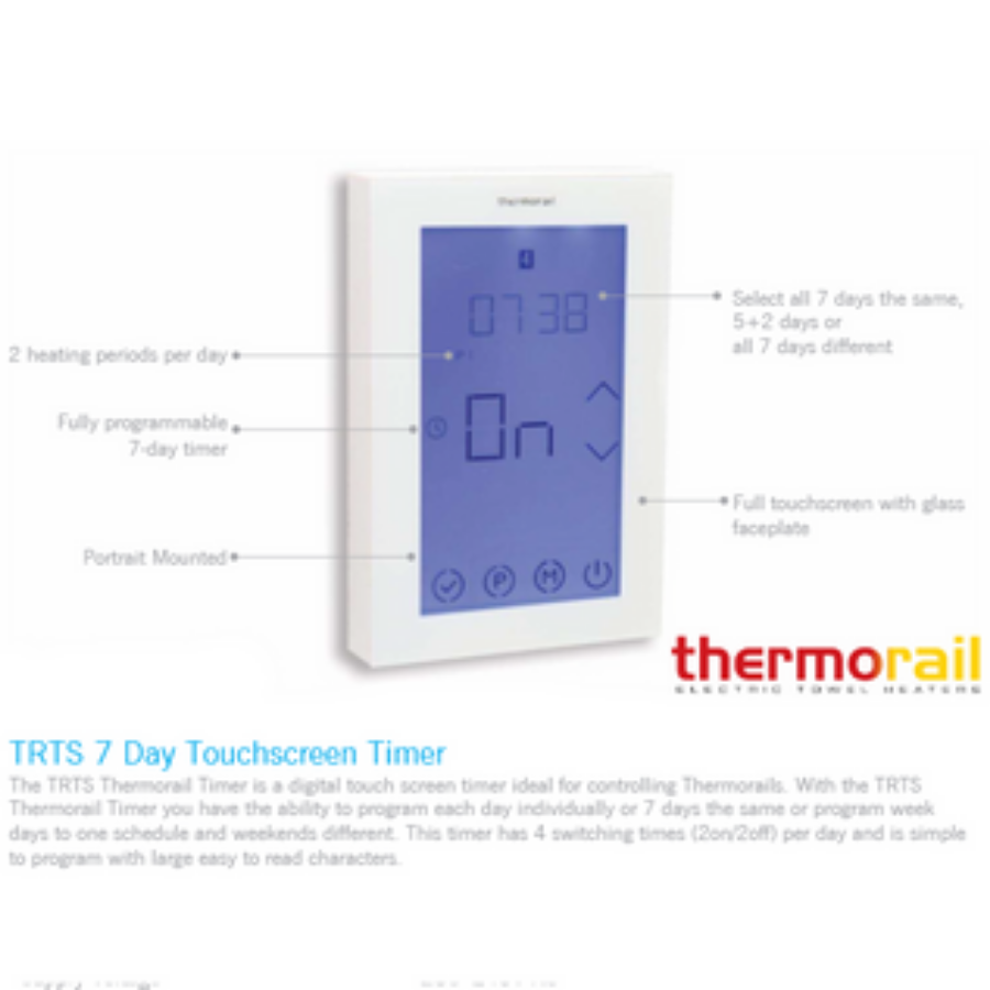 Thermogroup TRTS Touch Screen 7 Day Timer - White