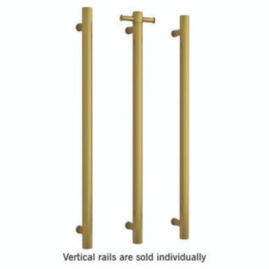 Thermogroup 12V Straight Round Vertical Single Bar Heated Towel Rail Brushed Gold