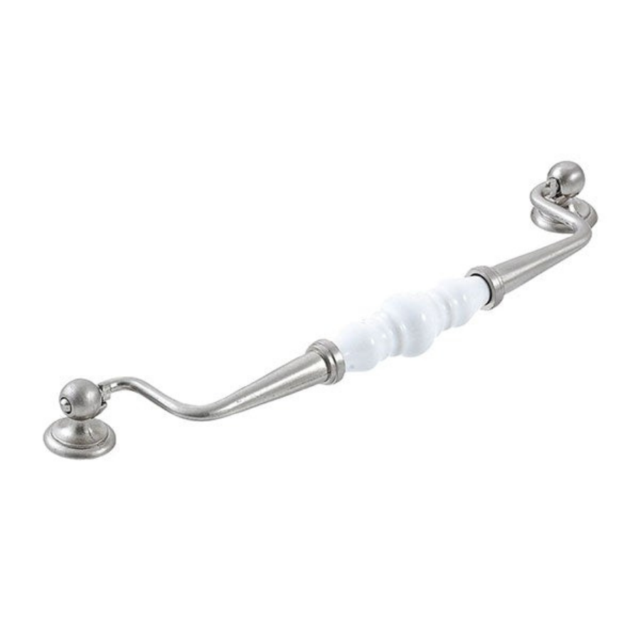 Momo Handles Trianon Handle Swivel Bail White/Brushed Nickel