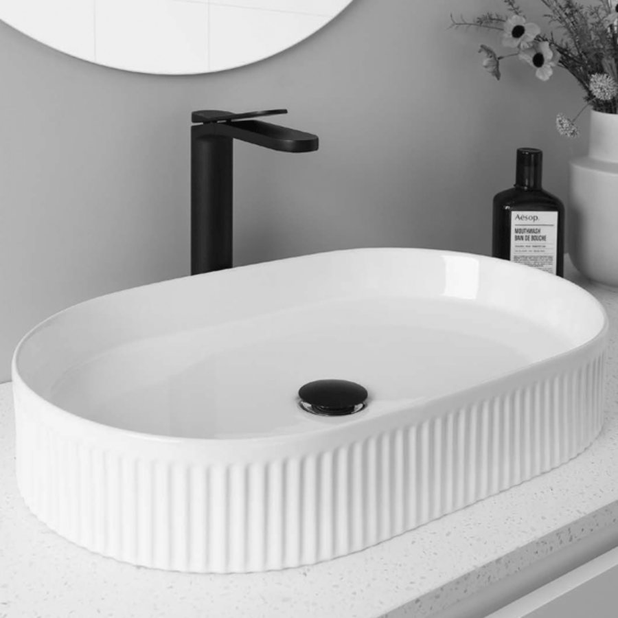 ADP Pill Fluted Above Counter Basin White