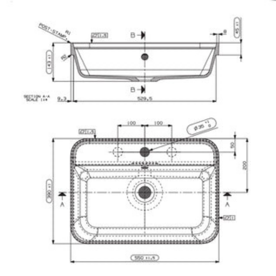 ADP Miya 550 Solid Surface Semi-Inset Basin White
