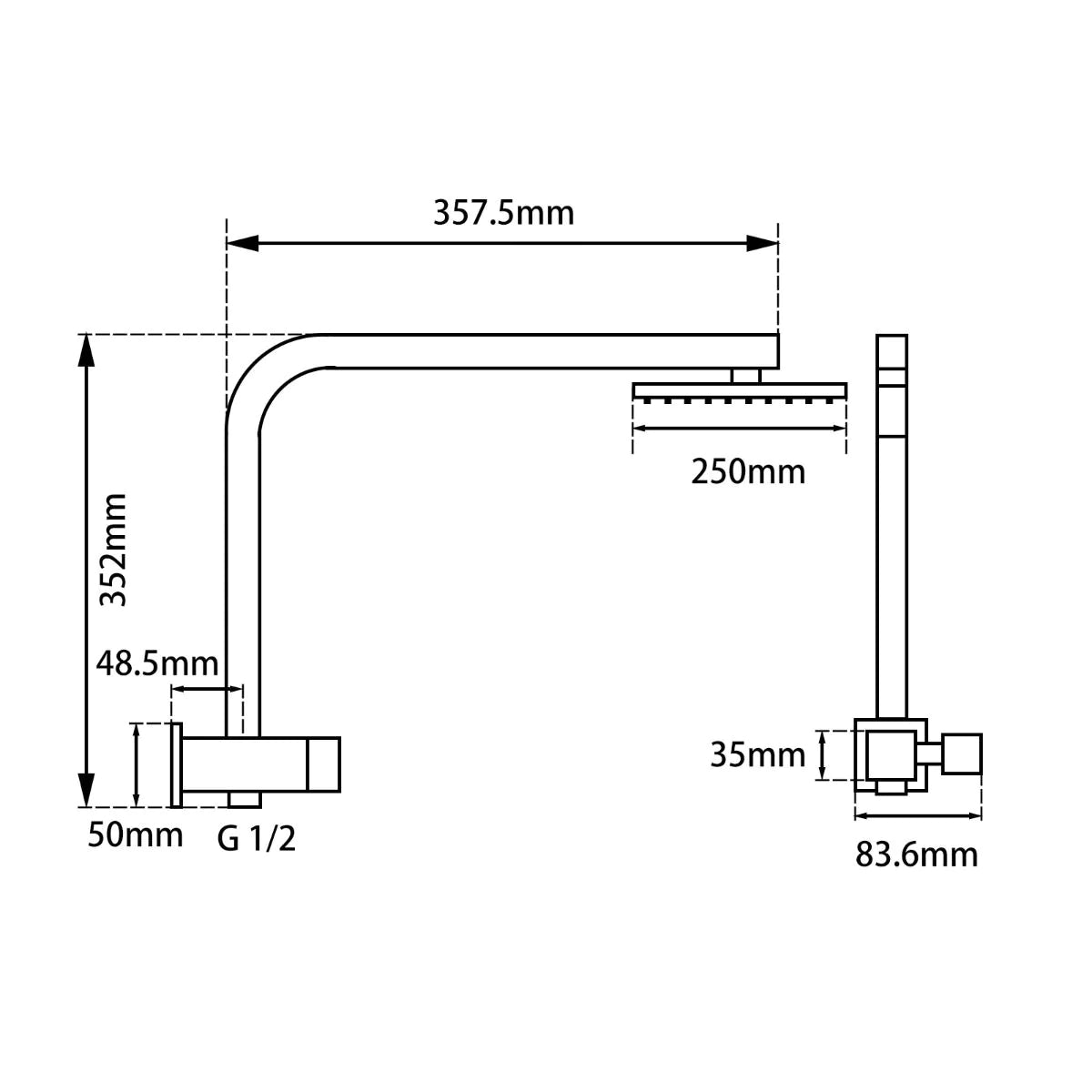 Square Shower Station with Top Water Inlet, Minimalist and Modern-Chrome-CH2140-SH-N+CH0002-SH+CH-S8-HHS, 2