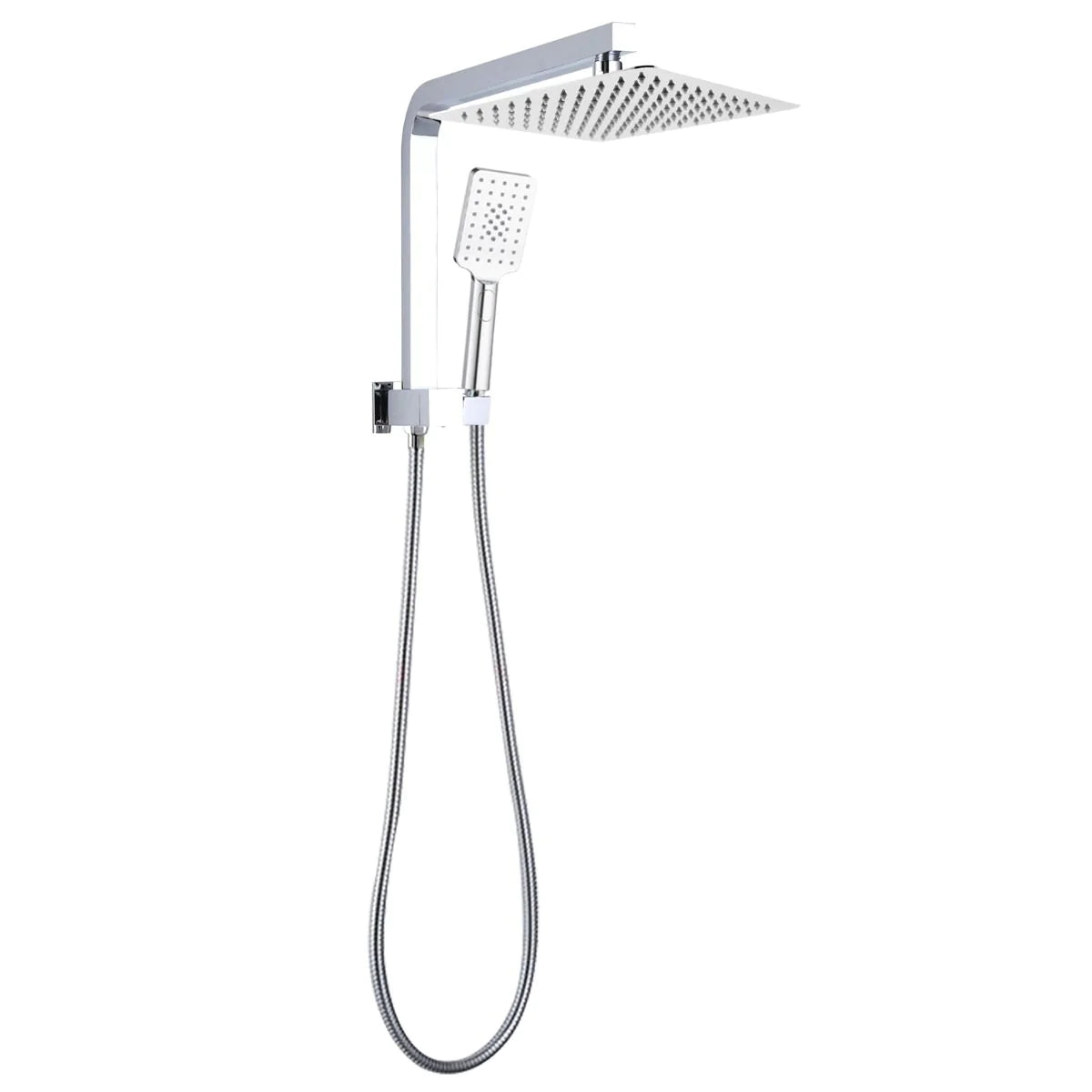 Square Shower Station with Top Water Inlet, Minimalist and Modern-Chrome-CH2140-SH-N+CH0002-SH+CH-S8-HHS