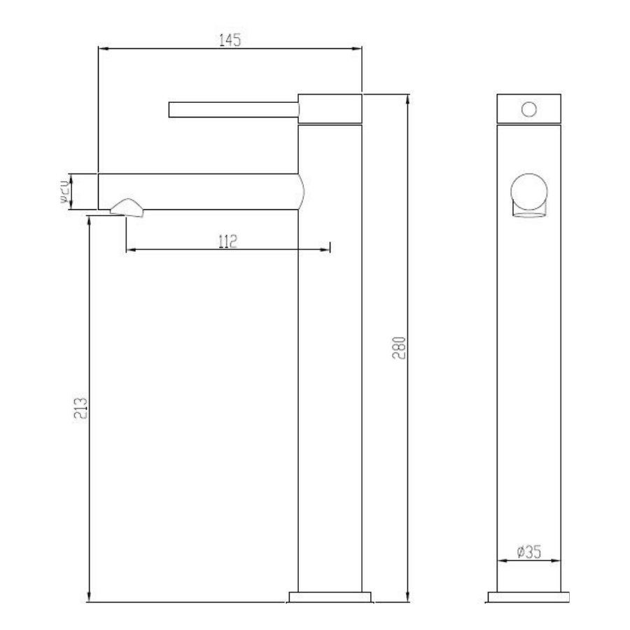 Round Tall Basin Mixer - Matte black