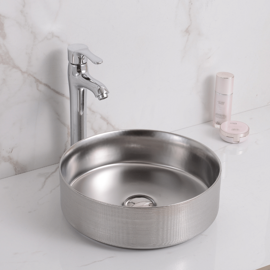 Vanity Basin - Deep Metal Round - Matte Silver