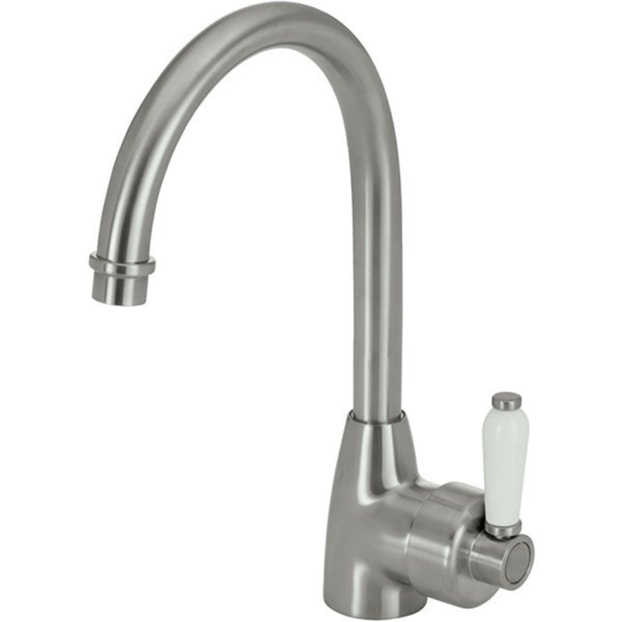 Fienza Eleanor Gooseneck Sink Mixer - Brushed Nickel/Ceramic