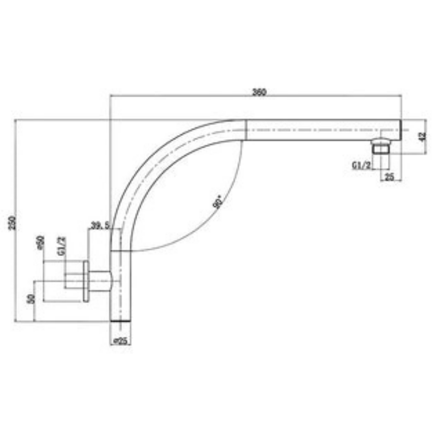ADP Twilight High Rise Shower Arm-Chrome