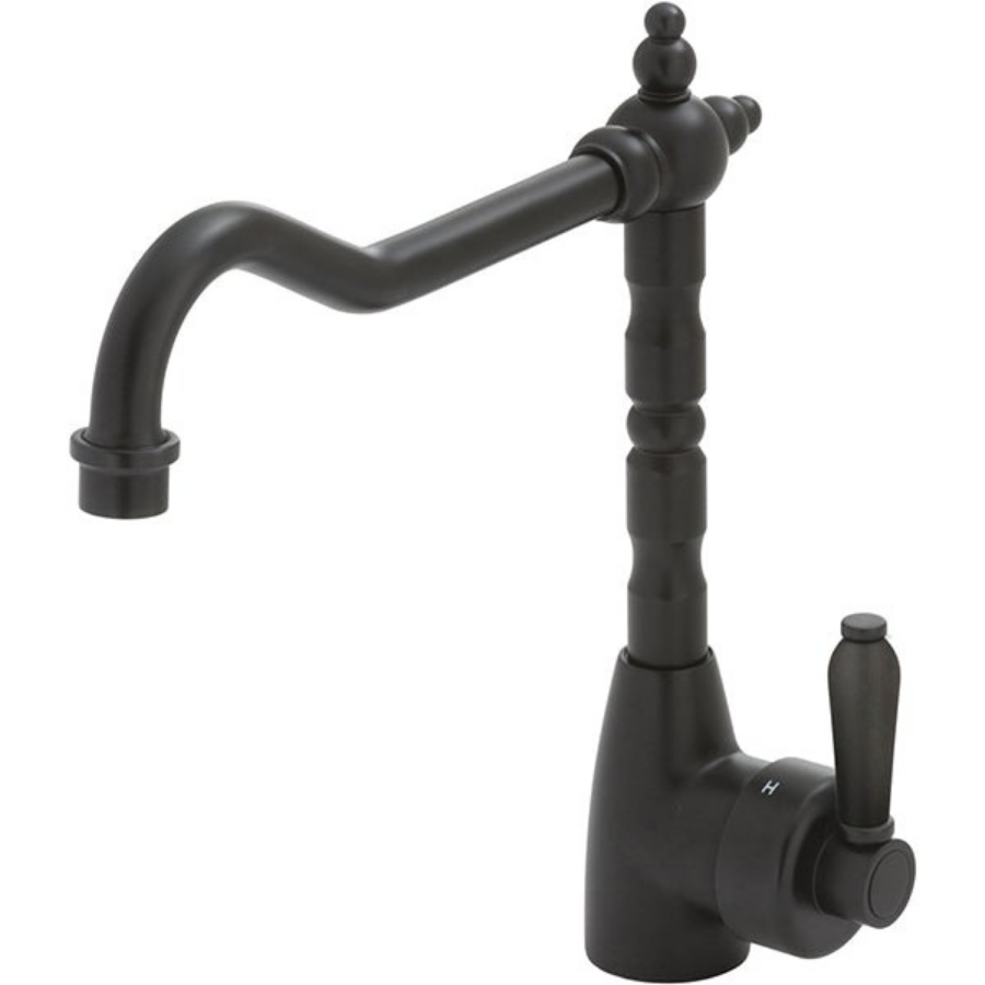 Fienza Eleanor Shepherds Crook Sink Mixer - Matte Black