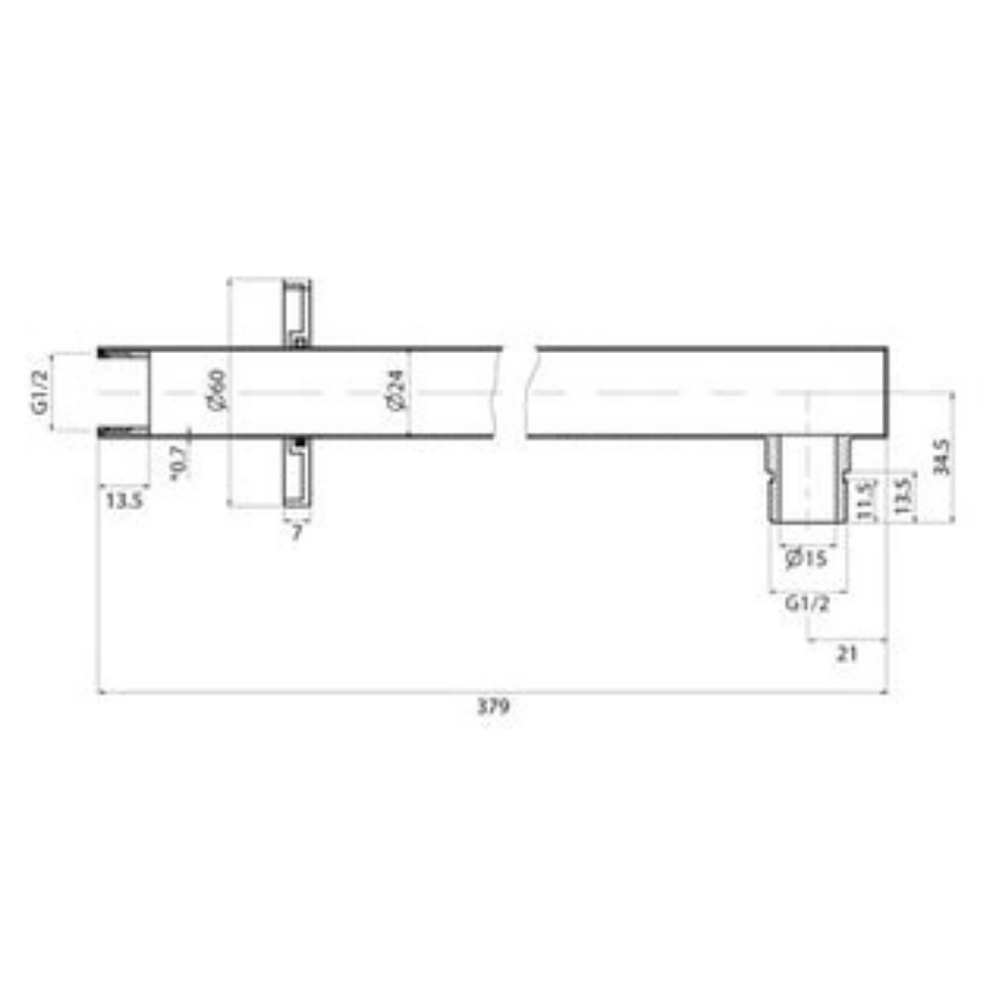 ADP Twilight Straight Shower Arm 380mm-Matte White