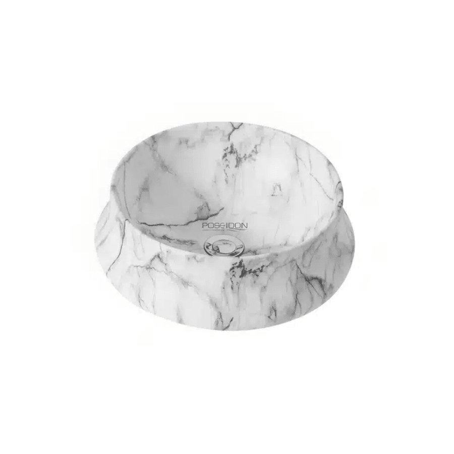 POSEIDON FINE CERAMIC BASIN MATTE WHITE CARRARA