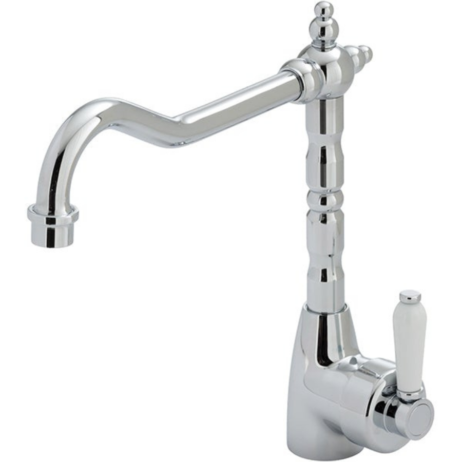 Fienza Eleanor Shepherds Crook Sink Mixer - Chrome/Ceramic