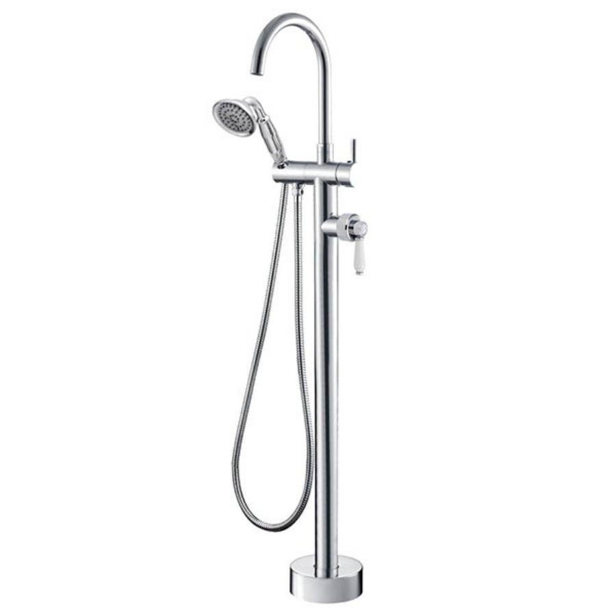 Fienza Eleanor Floor Mixer and Shower - Chrome/Ceramic