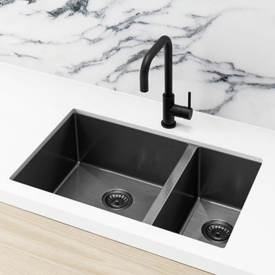 Meir 1.5 Bowl PVD Kitchen Sink 670mm - Brushed Gun Metal