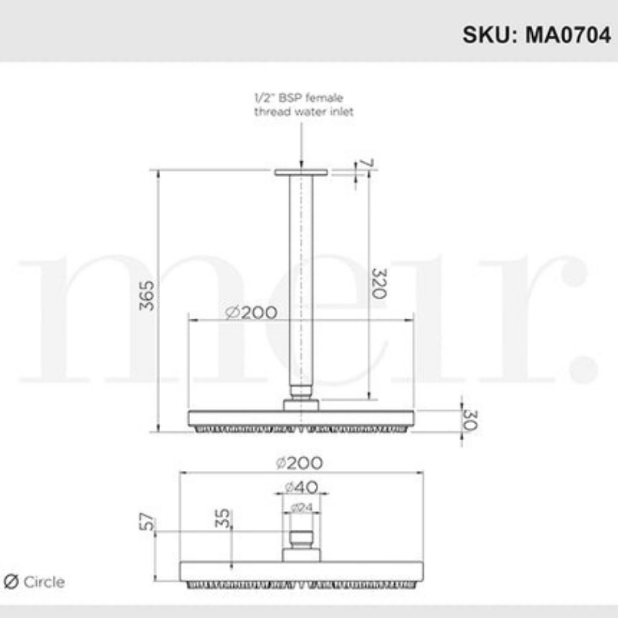 Meir Round Ceiling Mounted Matte Black Shower