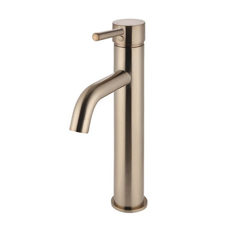 Meir Round Tall Champagne Basin Mixer with Curved Spout