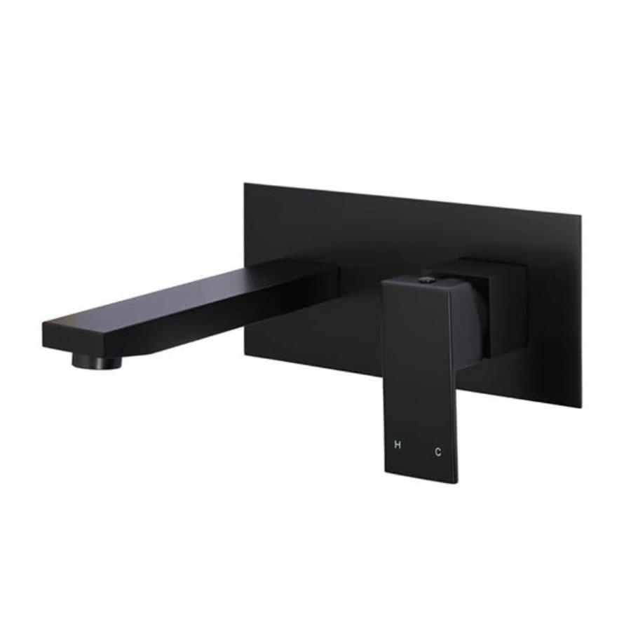 Meir Square Matte Black Spout and Mixer Combination