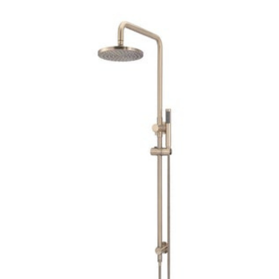 Meir Round Combination Shower Rail 200mm Rose & Hand Shower - Champagne