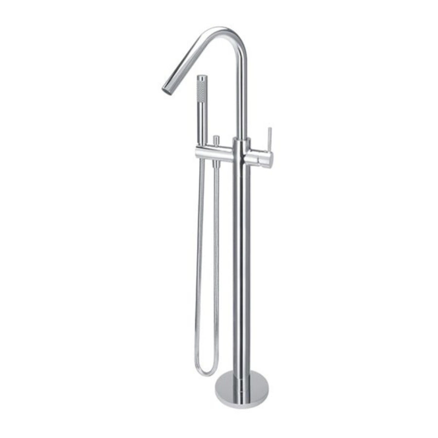 Meir Freestanding Round Bath Mixer with Hand Spray - Chrome