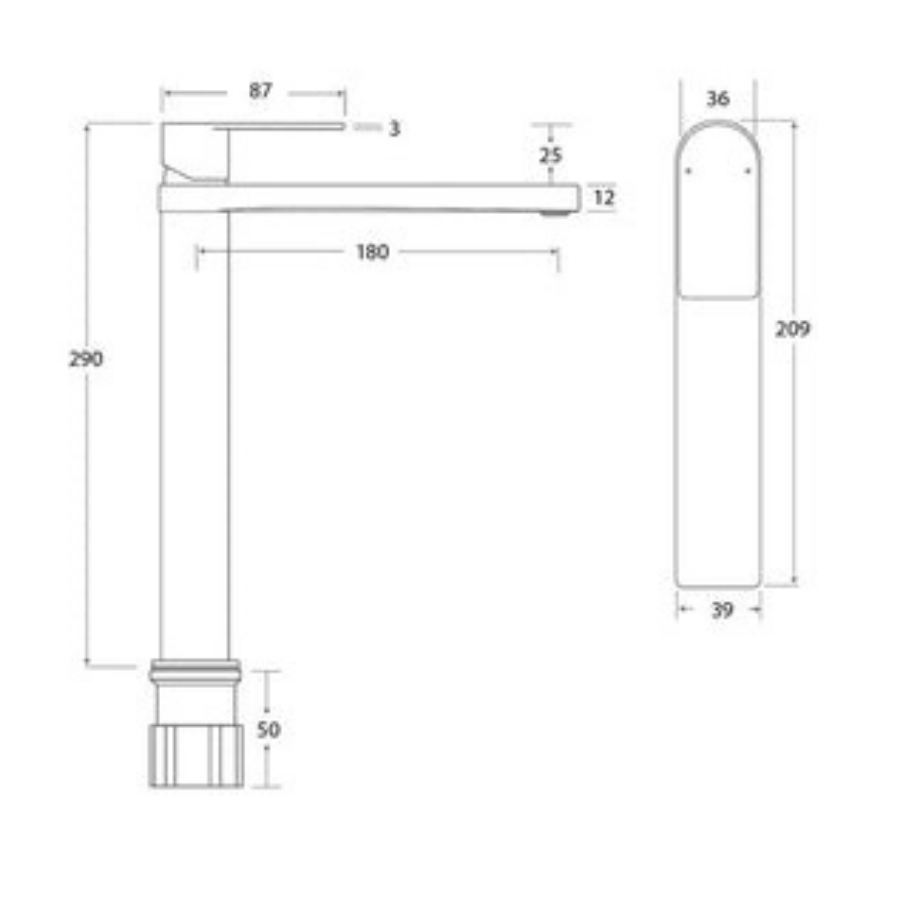 ADP Cosmopolitan Extended Basin Mixer- Matte White