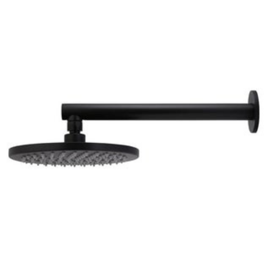 Meir Round Wall Shower 200mm Rose, 400mm Arm Matte Black