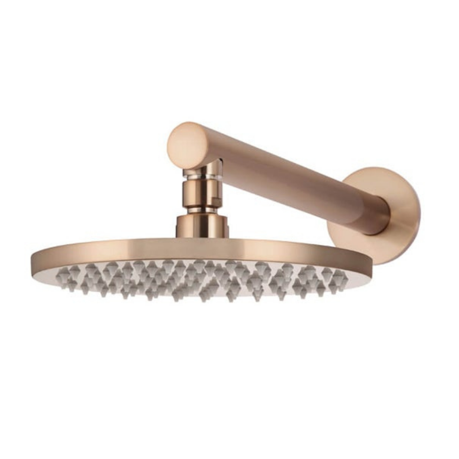 Meir Round Wall Shower 200mm Rose, 400mm Arm Champagne