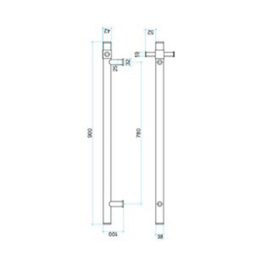 Thermogroup 12V Straight Round Vertical Single Heated Towel Rail Satin White