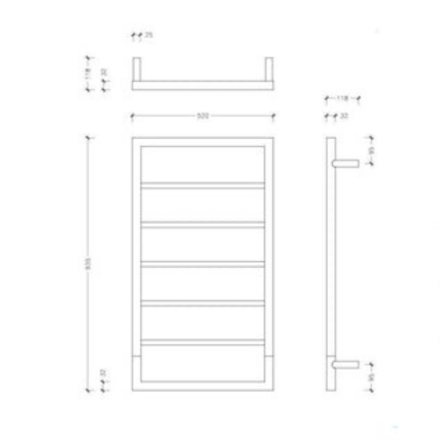 Thermogroup Jeeves Spartan Boxx Heated Towel Rail Satin Black 520mm