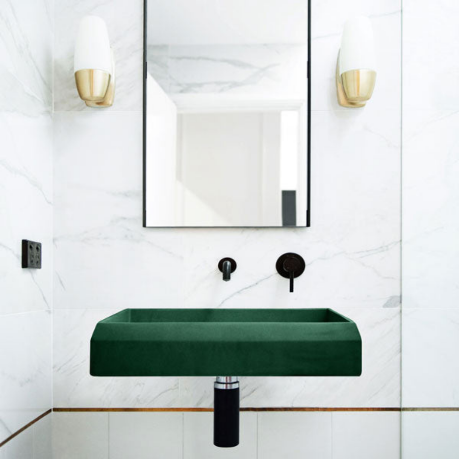 Nood Co Prism Rectangle Basin Wall Hung Teal