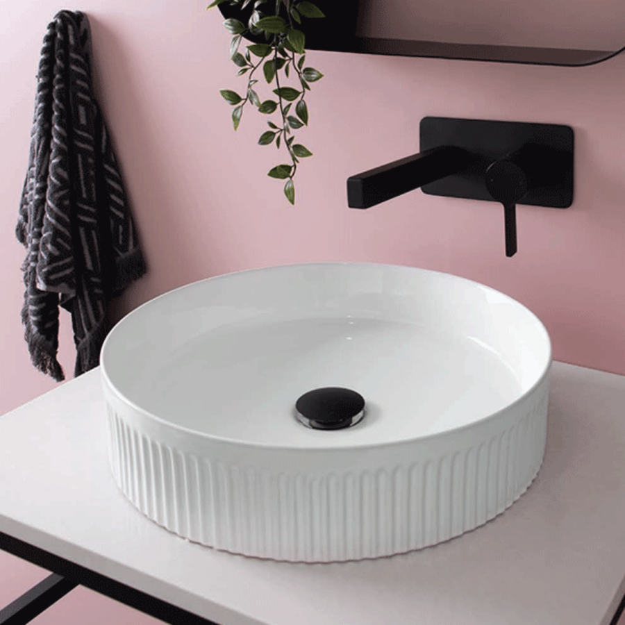 ADP Round Fluted Above Counter Basin White