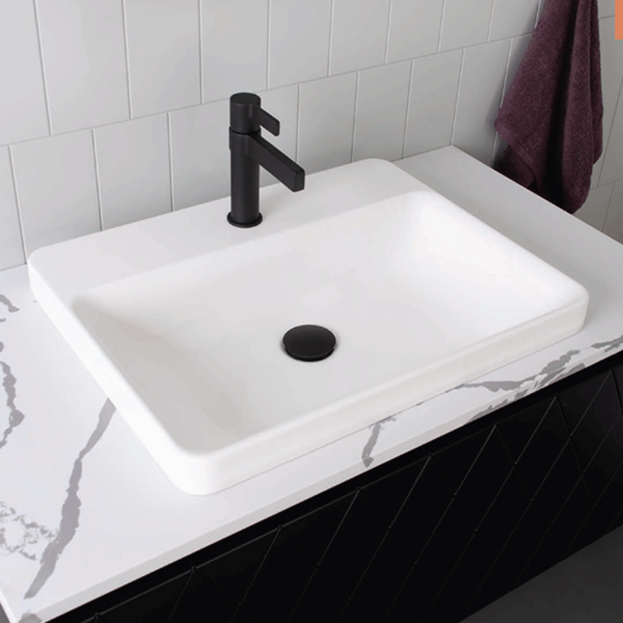 ADP Courage Solid Surface Semi-Inset Basin White