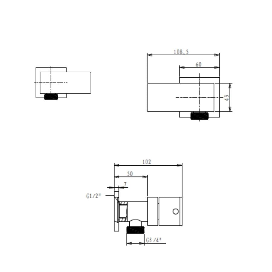 Washing Machine Stops - Square - chrome