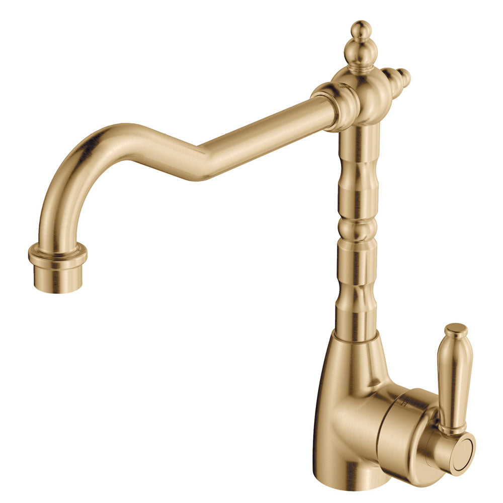 Fienza Eleanor Shepherds Crook Sink Mixer - Urban Brass