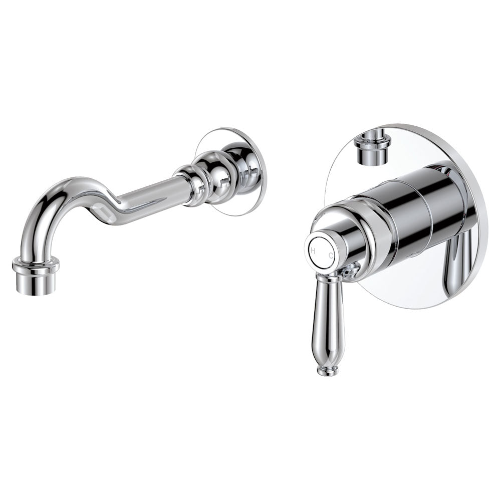 Fienza Eleanor Wall Basin/Bath Mixer Set - Chrome / Chrome