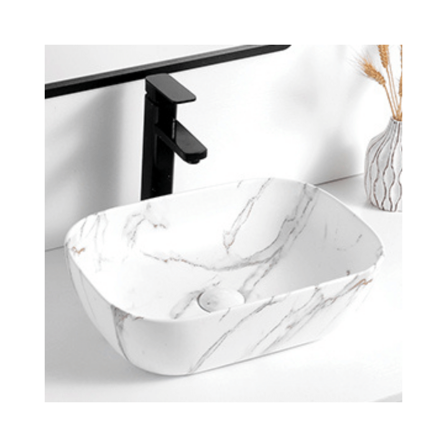Vanity Basin - Deep Round edge - Marble White