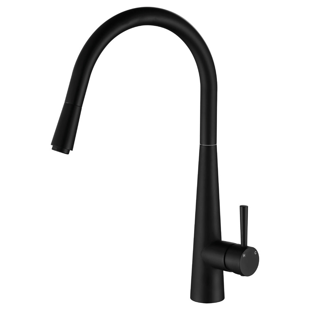 Fienza Hustle Deluxe Gooseneck Pull-Out Kitchen Mixer - Matte Black
