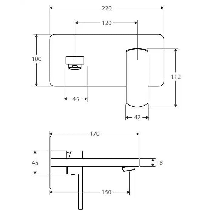 Fienza Koko Wall Mixer With Spout - Matte Black