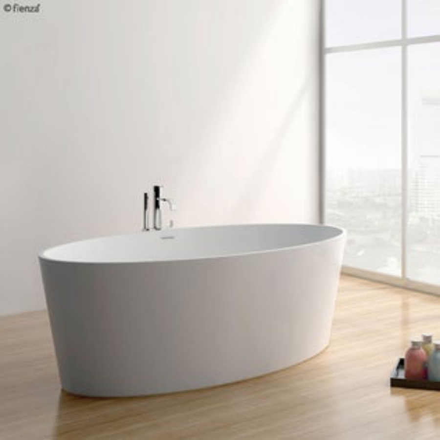 Fienza Lexy Matte White Stone Freestanding Bath 1600mm