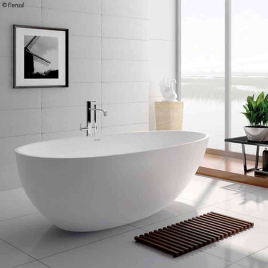 Fienza Bahama Matte White Stone Freestanding Bath 1700mm
